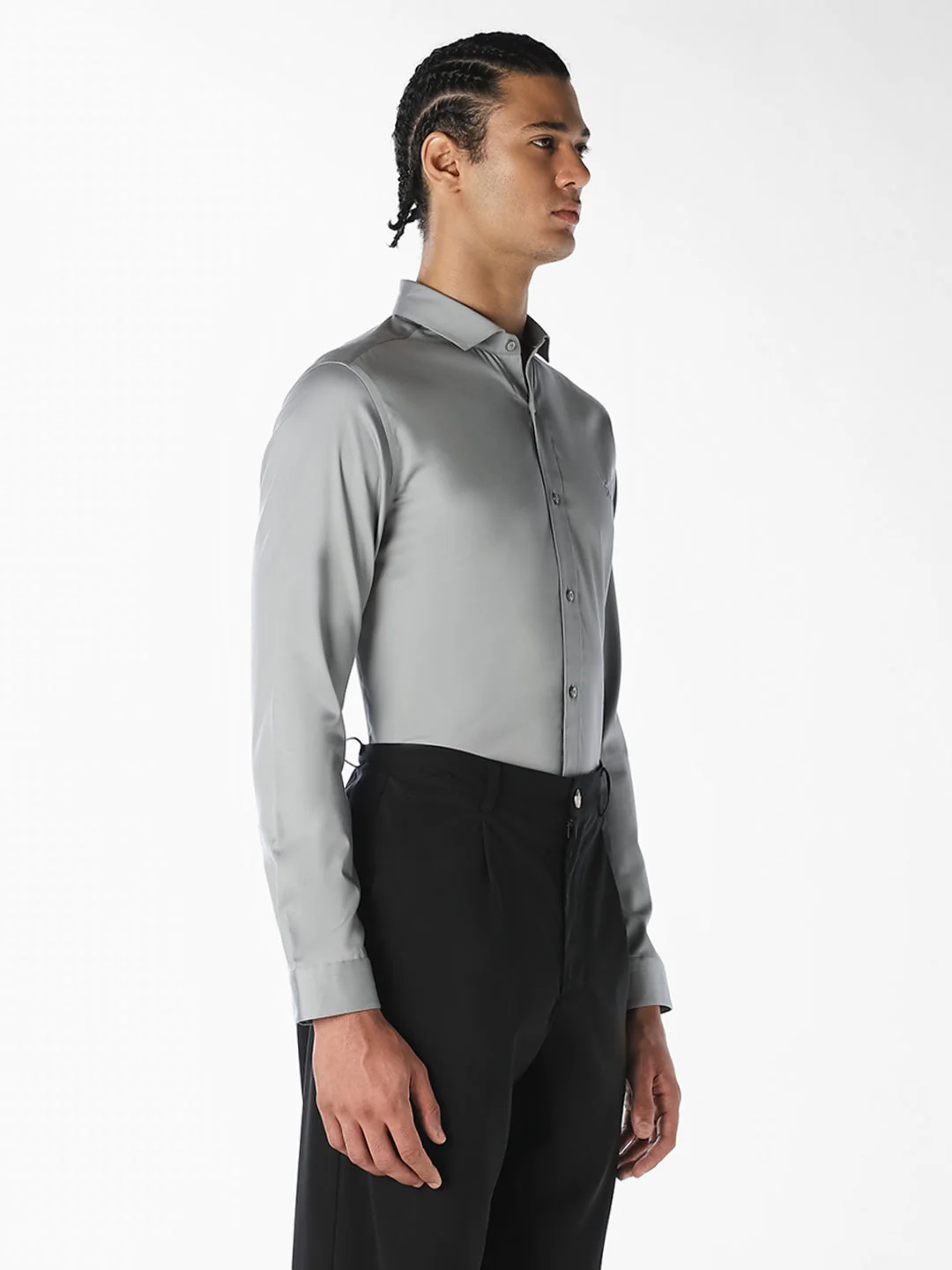 Light Grey Formal Full Sleeves Shirt - Image 3