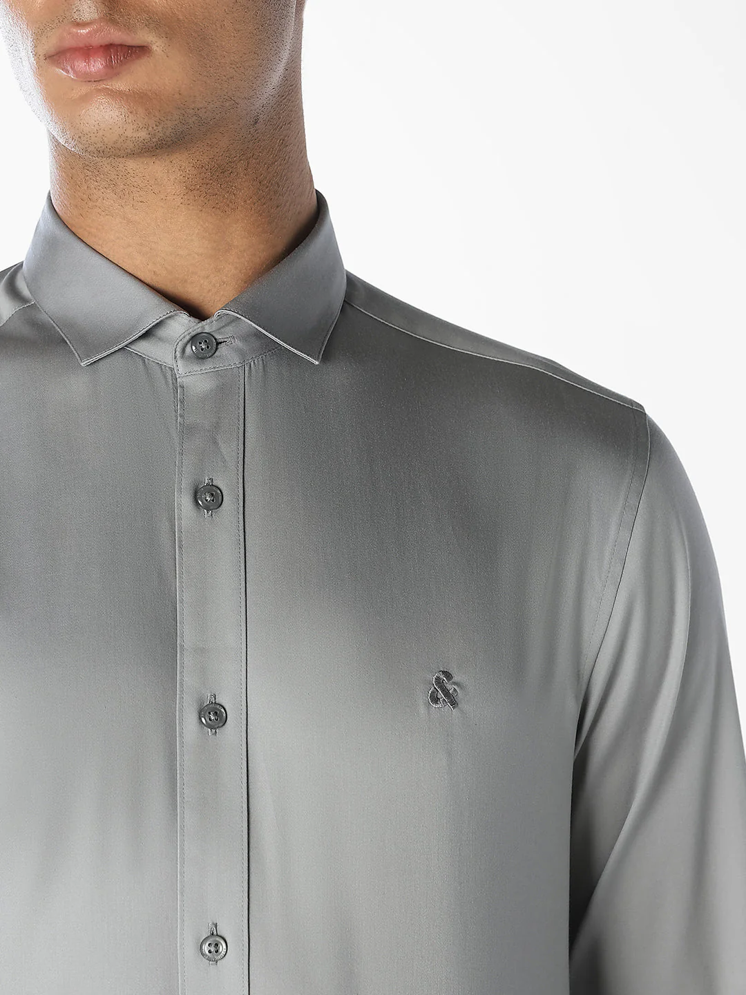 Light Grey Formal Full Sleeves Shirt - Image 5
