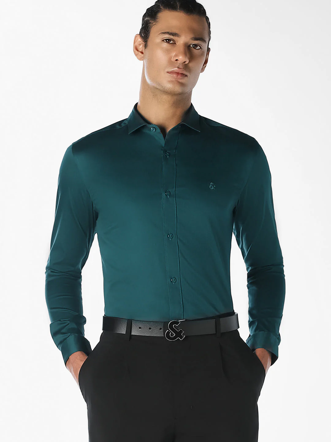 Dark Green Formal Full Sleeves Shirt