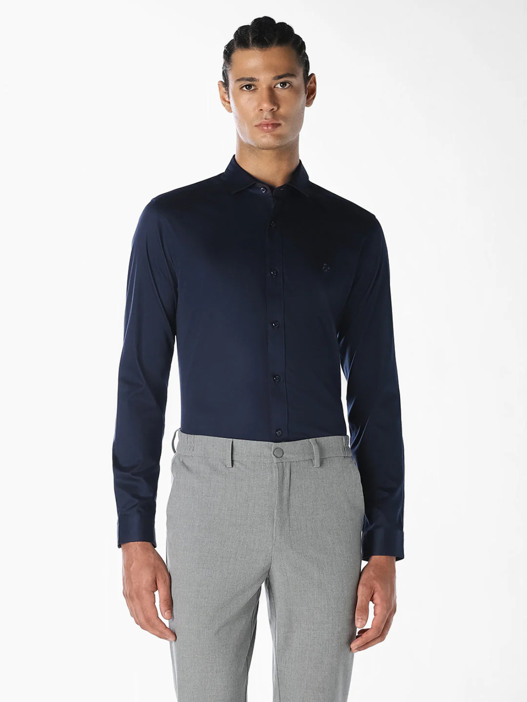 Navy Blue Formal Full Sleeves Shirt - Image 2
