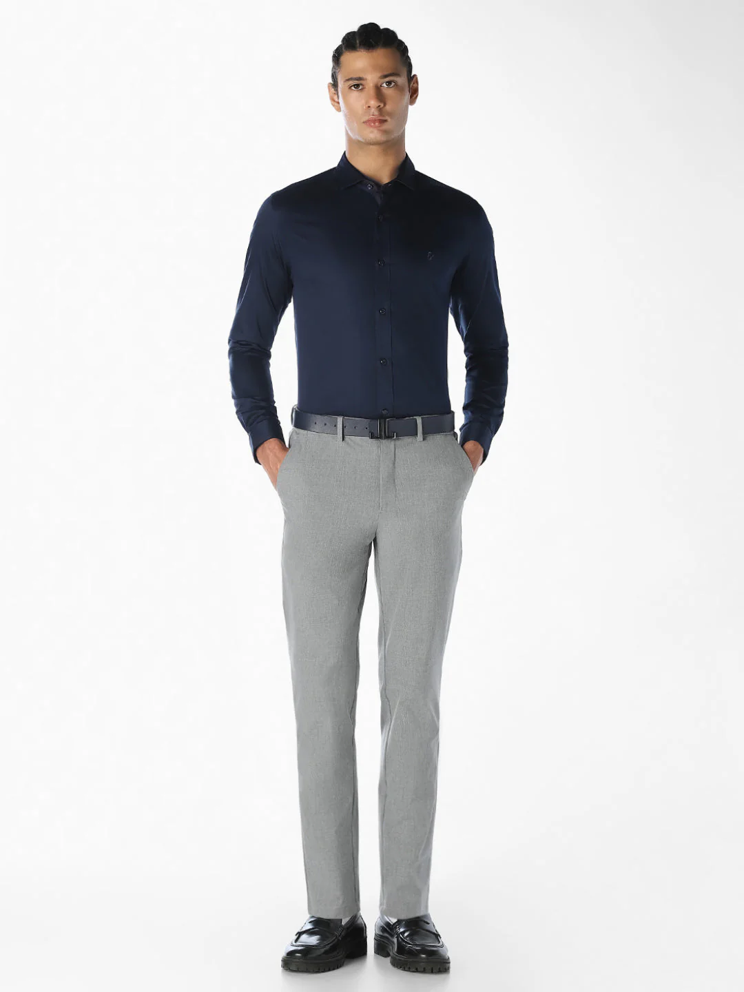 Navy Blue Formal Full Sleeves Shirt - Image 6