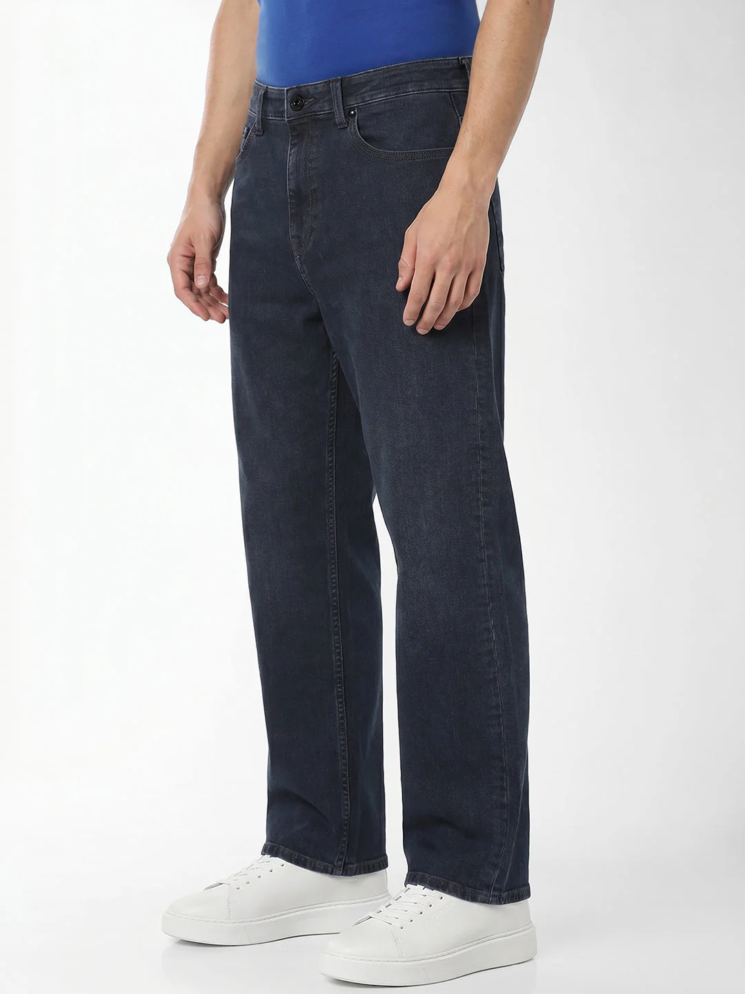 Dark Blue Washed Dario Loose Fit Jeans - Image 2