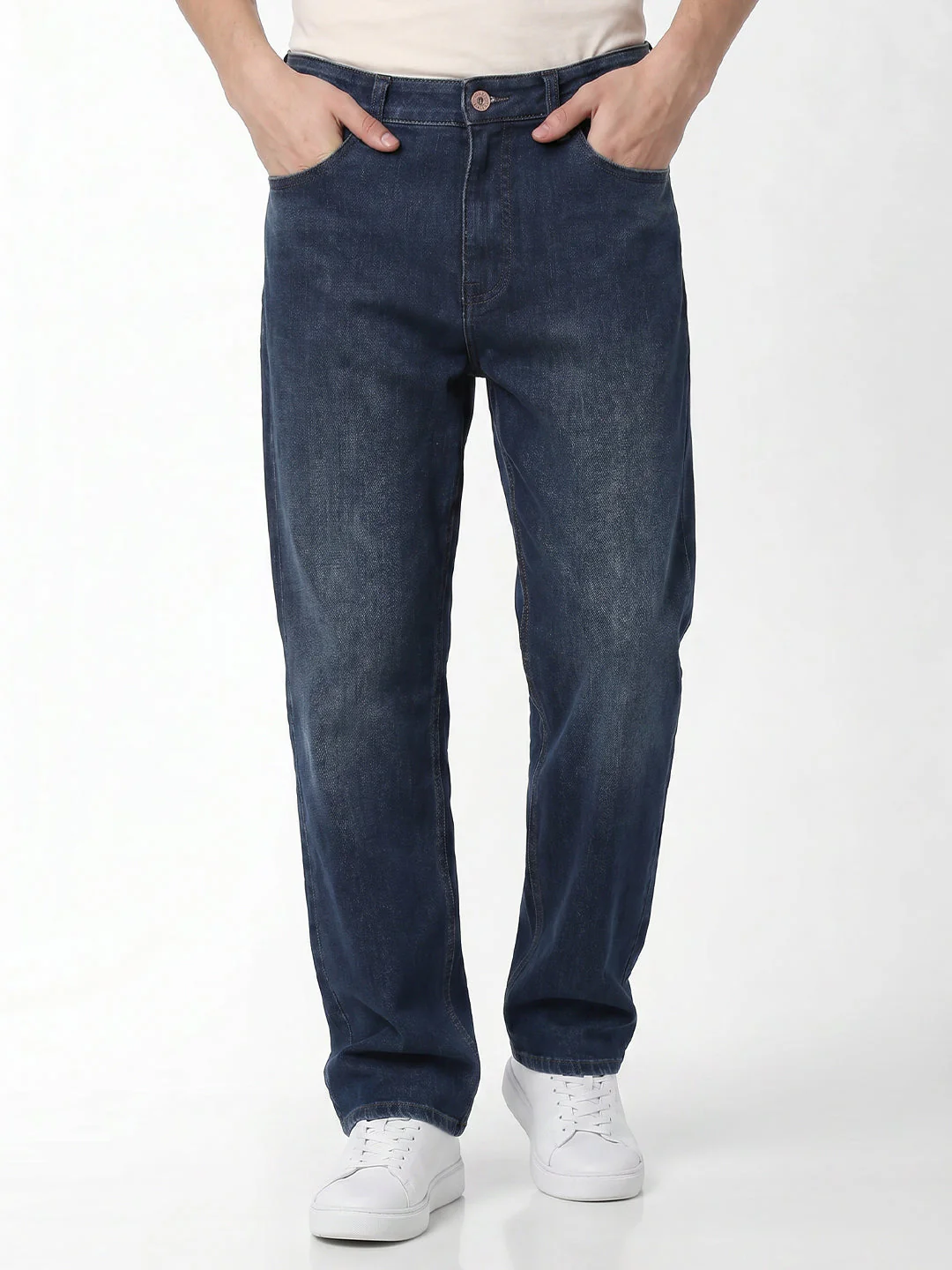 Dark Blue Washed Dario Loose Fit Jeans