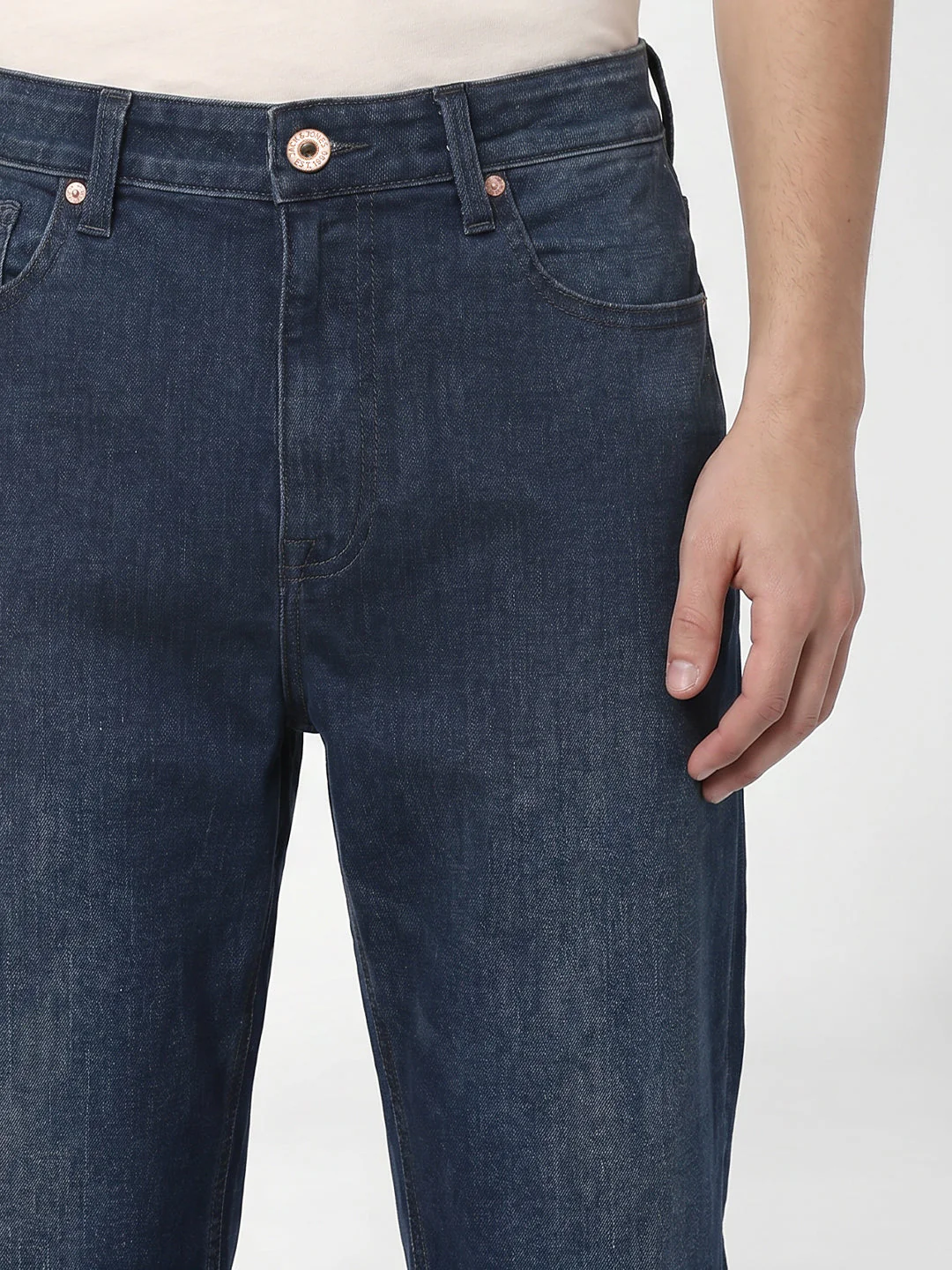 Dark Blue Washed Dario Loose Fit Jeans - Image 4