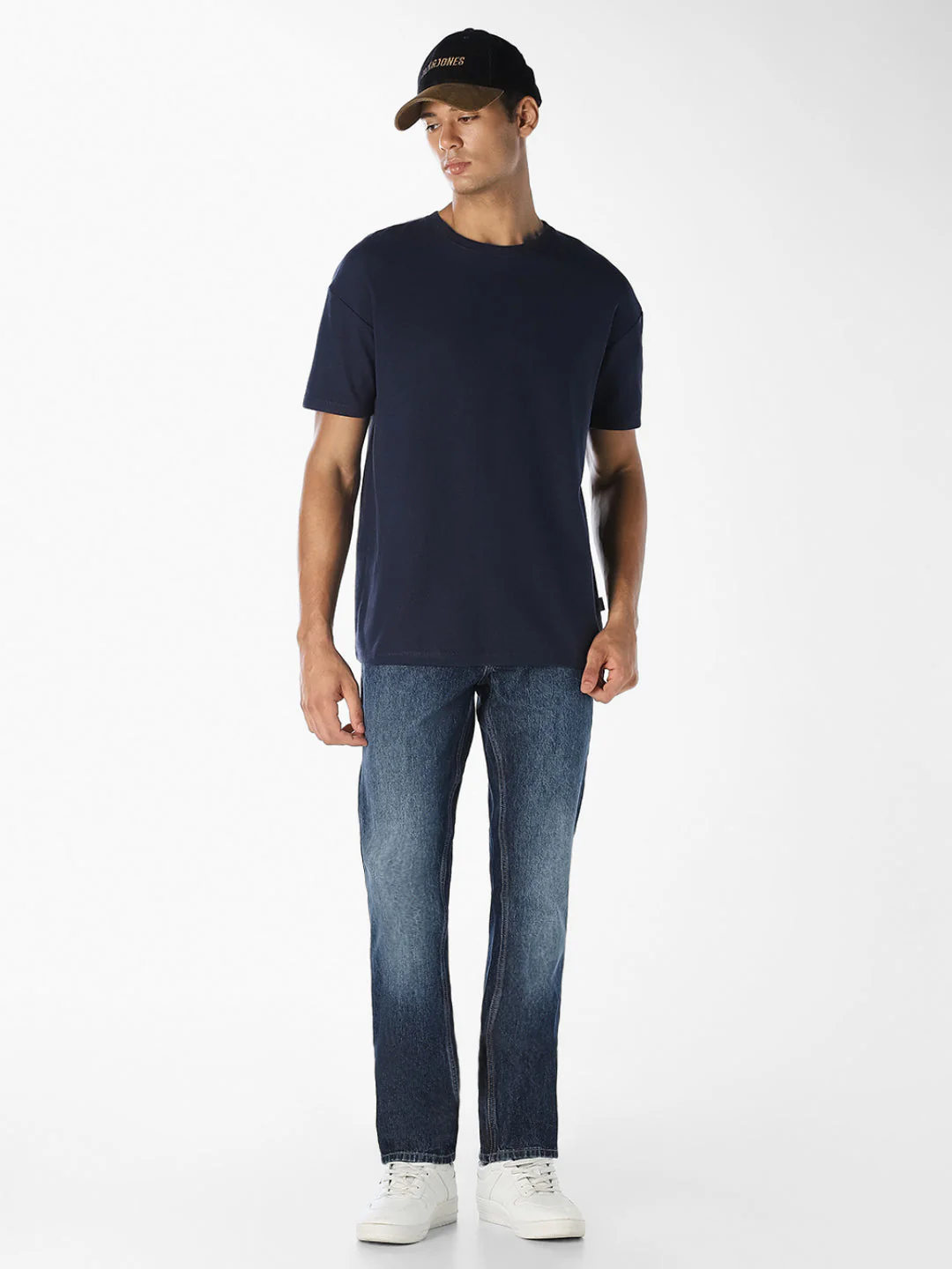 Dark Blue Washed Regular Fit Jeans - Image 6